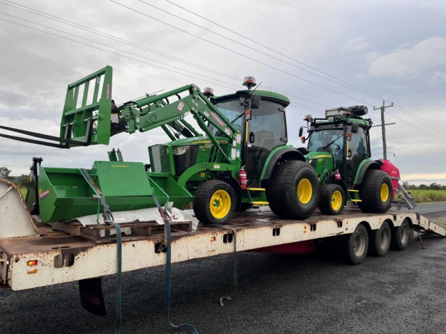 A couple of 4066R tractors heading out to Coffs Harbour Stadium🚜 🚜 
Front one’s got the loader, forks and buckets for all the day to day maintenance and mowing.
The second tractor is the spray rig with the BreathSafe filtration on the roof and a Silvan 800L spray unit with an 8M boom.

Nice work on this one from Damian and Trevor from our Maclean team.